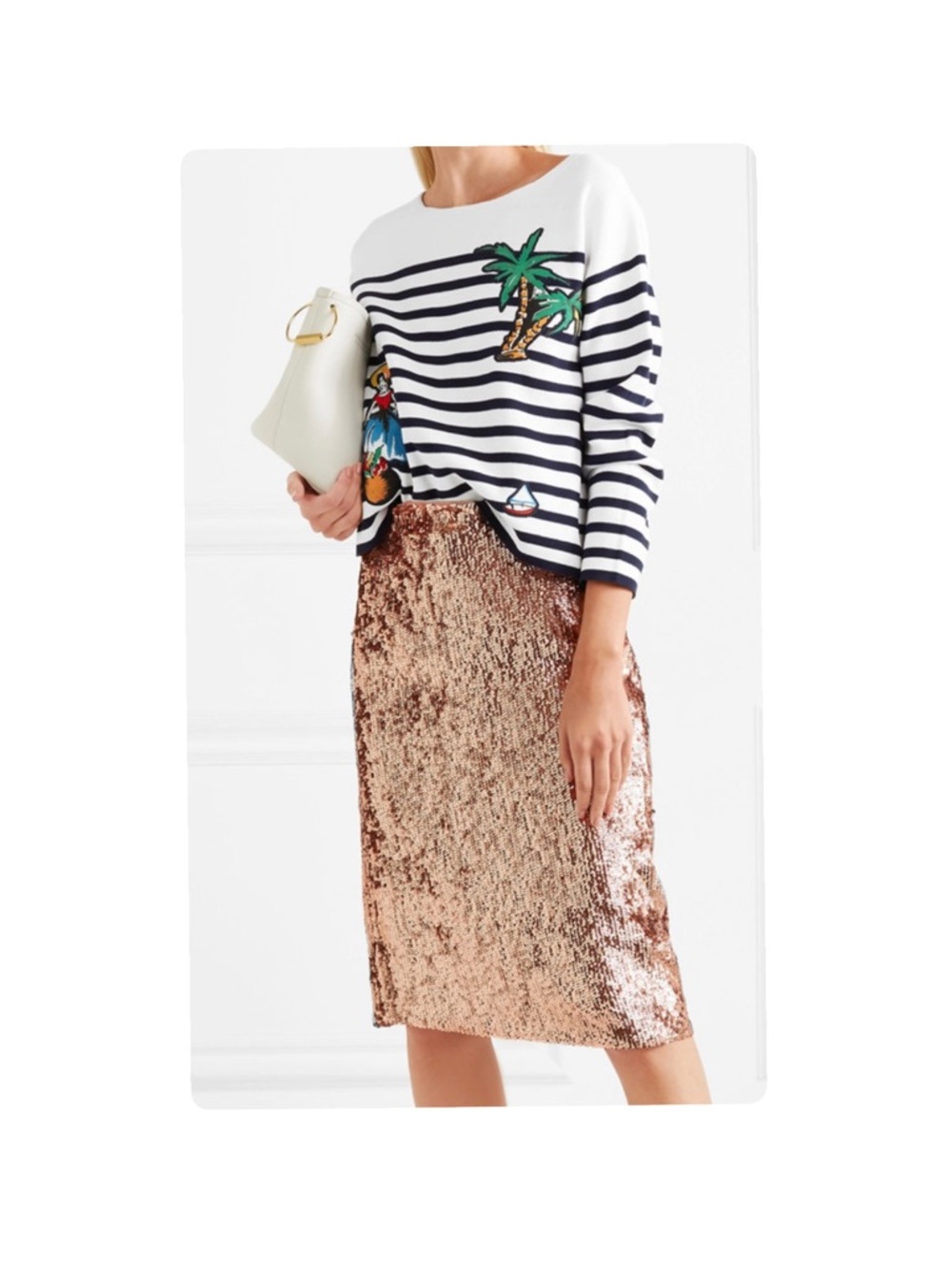 JCrew Rose Gold Sequin Pencil Skirt